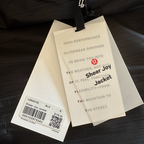 *NWT* LULULEMON Sheer Joy Jacket Black — 8 — Waterproof/Windproof/Packable Zip - Picture 2 of 12